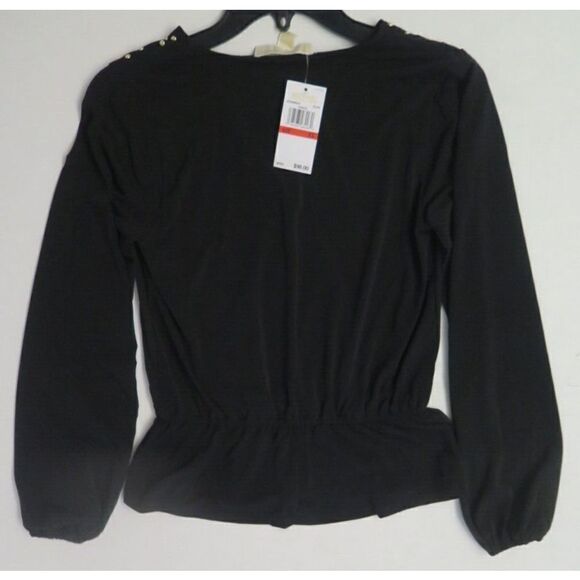 Michael Michael Kors Women's Sz XS Black Long Sleeve Blouse w/Gold Studs $98+ - Picture 5 of 10